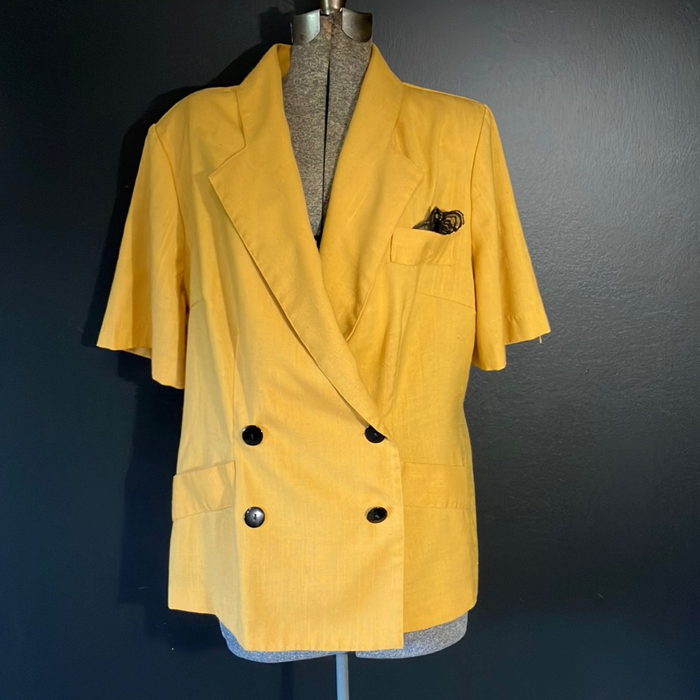 Vintage Carriage Court Mustard Yellow Blazer Jacket Size 22W